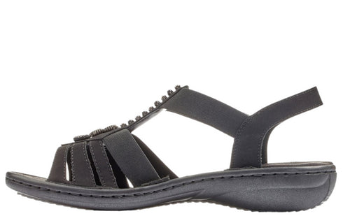 Sandale casual, dama, RIEKER, ANTISTRESS, 60806-00 negru, piele ecologica